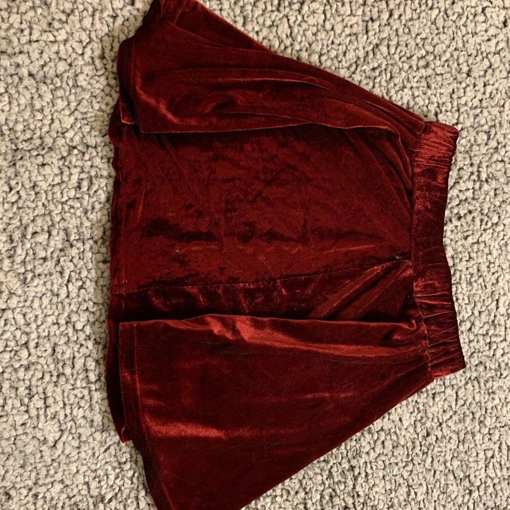 Red velvet mini skirt